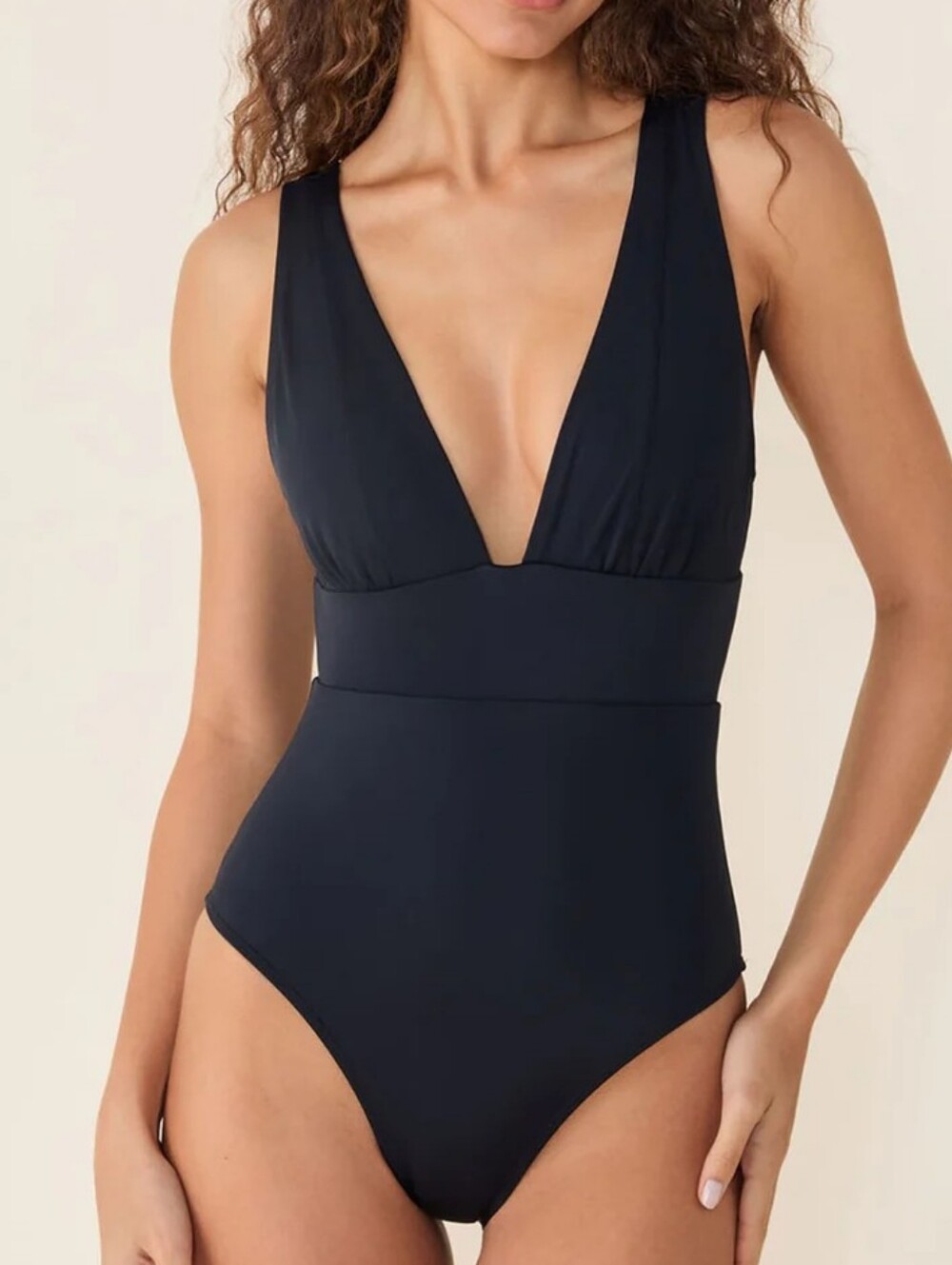 Andie The  Mykonos One Piece Ribbed One-Piece Swimsuit in Black XXXL